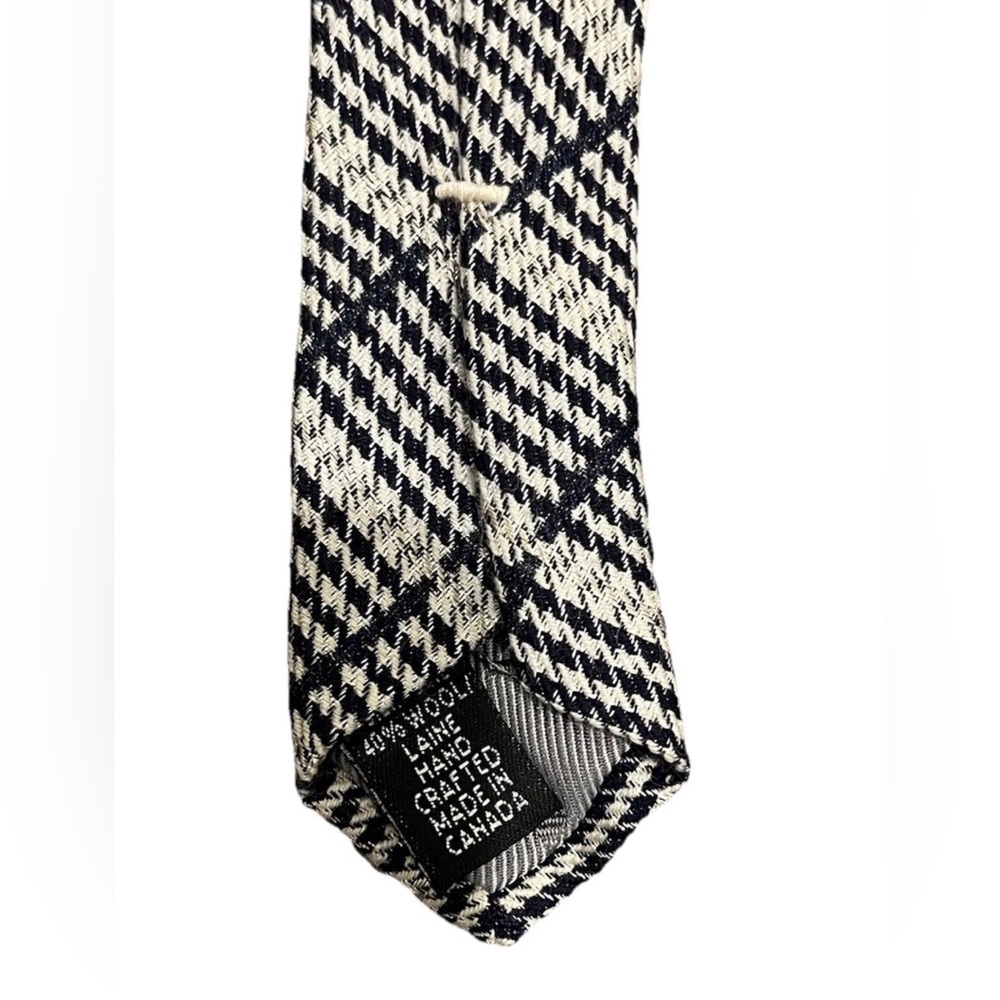 Dion 1967 Men’s Navy White Plaid Wool Formal Tie - Picture 4 of 5